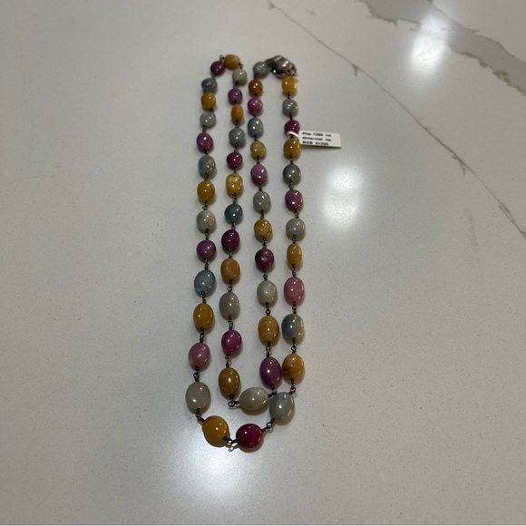 One of a kind oval Natural Sapphire oval bead necklace 36” in length. - Picture 7 of 11